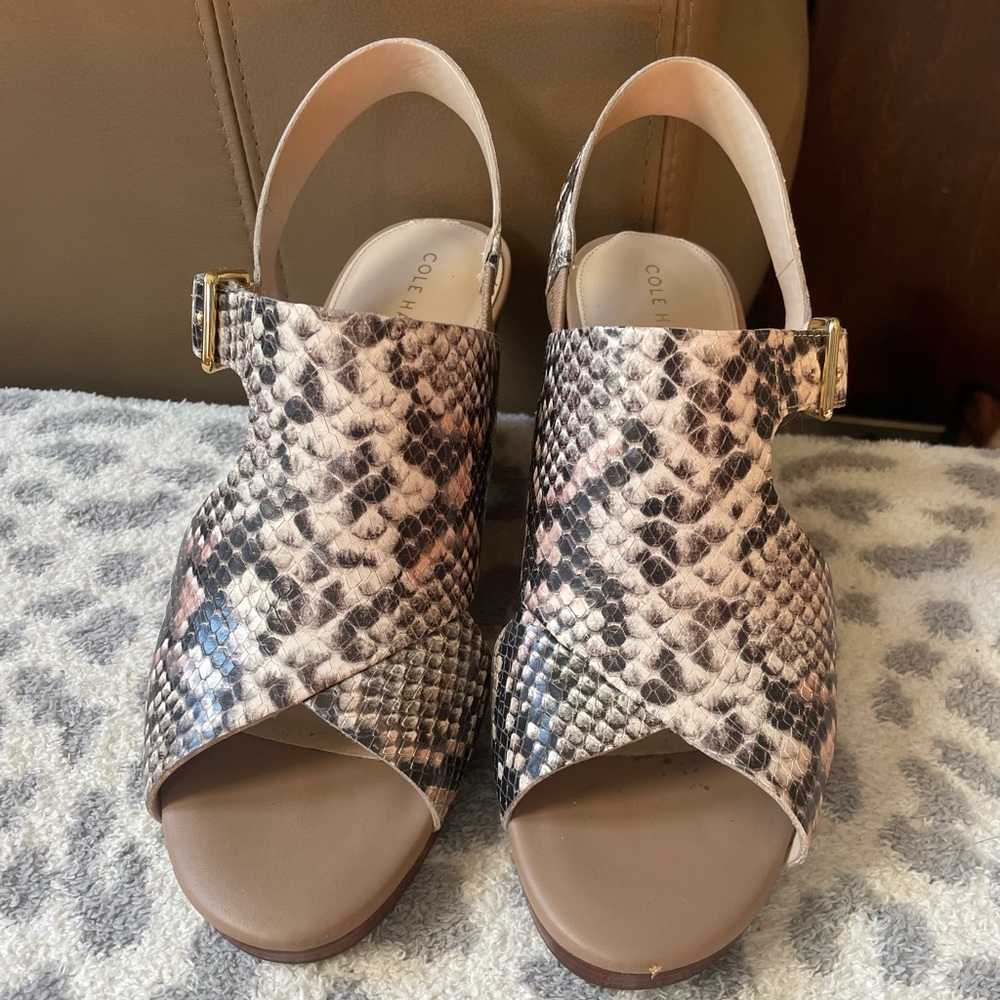 Cole Haan snake print wedge sandals